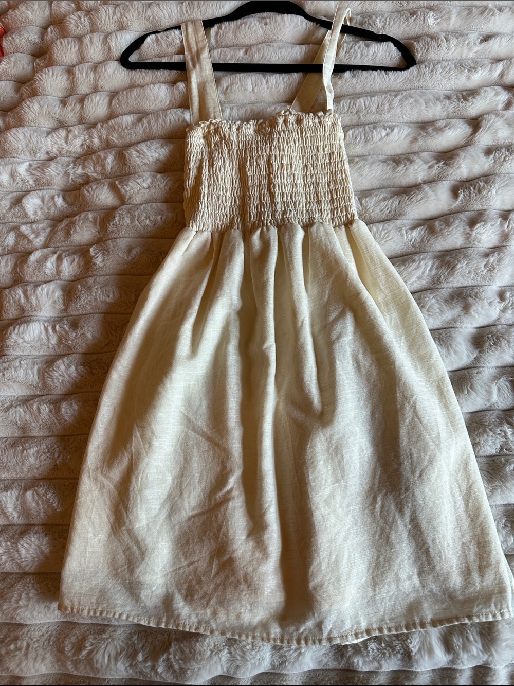 American Eagle Outfitters Cream Smocked Sundress